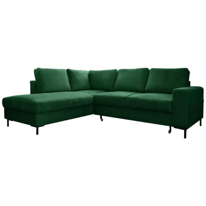 Ecksofa in Cord Smaragdgr&uuml;n 197/237 cm