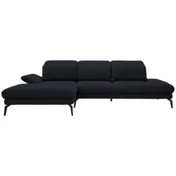 Ecksofa in Chenille Dunkelblau 180/289 cm