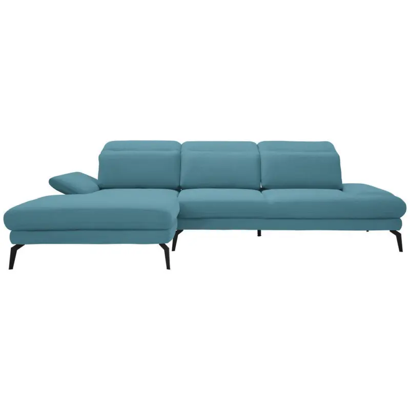 Ecksofa in Flachgewebe Blau 180/289 cm