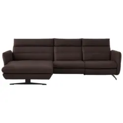 Ecksofa in Echtleder Dunkelbraun 169/298 cm