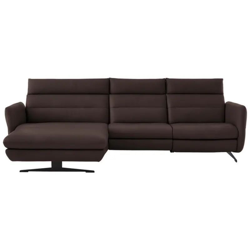 Ecksofa in Echtleder Dunkelbraun 169/298 cm