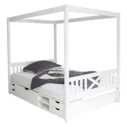 Himmelbett 140/200 cm in Wei&szlig;