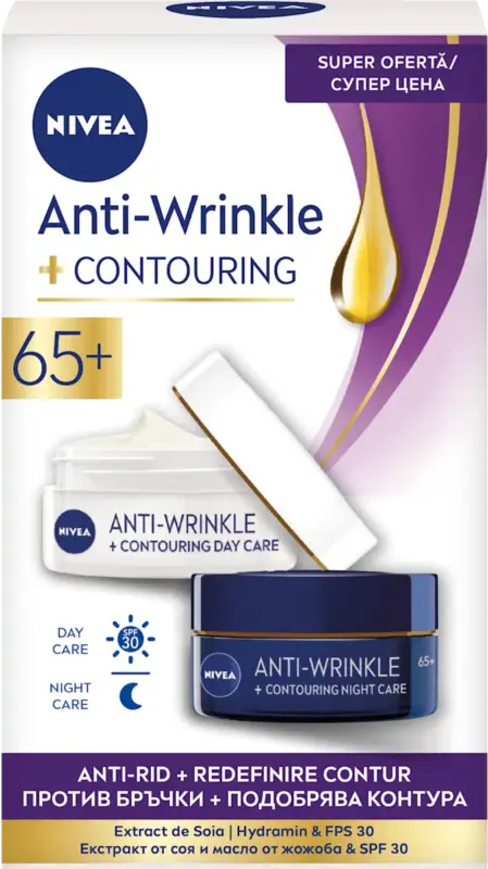 Nivea set antirid cremă de zi + cremă de noapte 65+