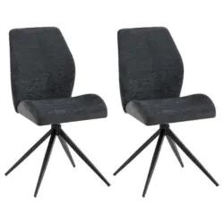 Stuhl-Set 2 St&uuml;ck Sitzfl&auml;che 360&deg; drehbar Mikrofaser, Boucl&eacute;