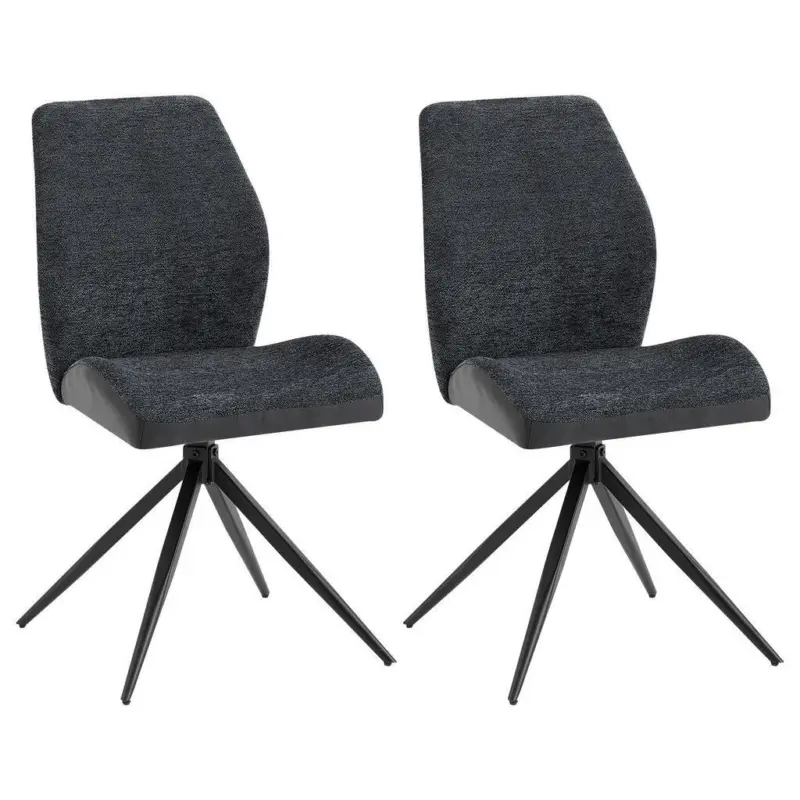 Stuhl-Set 2 St&uuml;ck Sitzfl&auml;che 360&deg; drehbar Mikrofaser, Boucl&eacute;