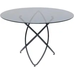 Esstisch 120/120/76 cm Metall, Glas rund Schwarz