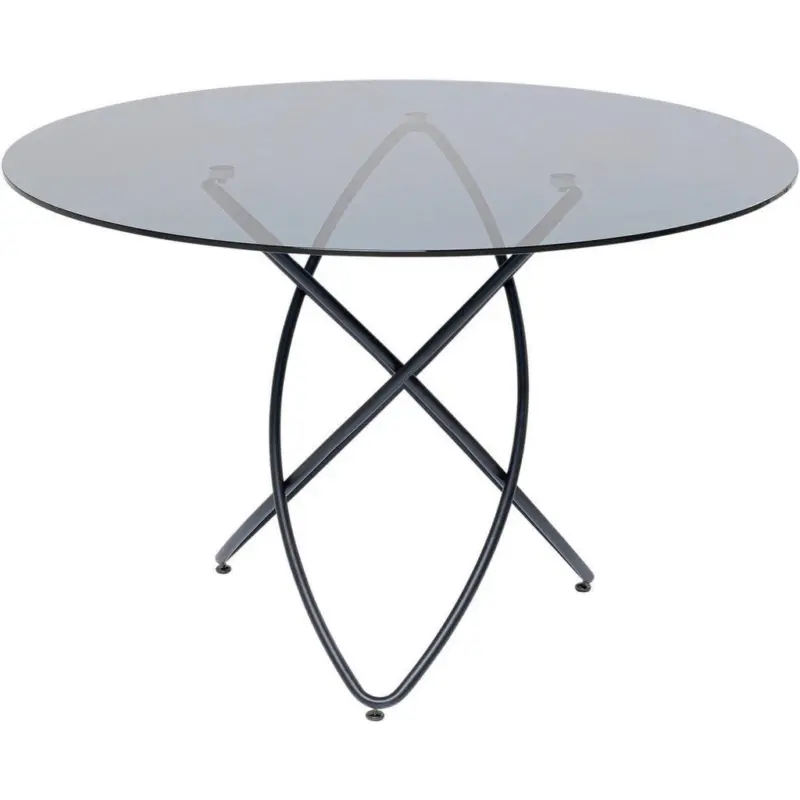 Esstisch 120/120/76 cm Metall, Glas rund Schwarz