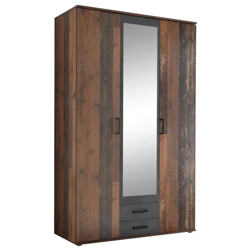 Dreht&uuml;renschrank in Akaziefarben, Schieferfarben