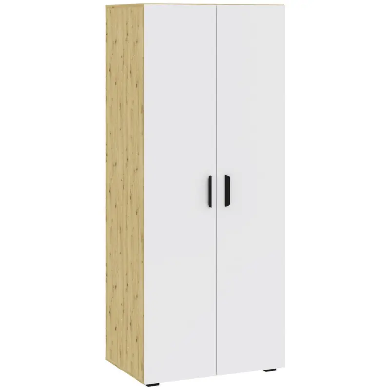 Dreht&uuml;renschrank in Wei&szlig;, Eiche Artisan