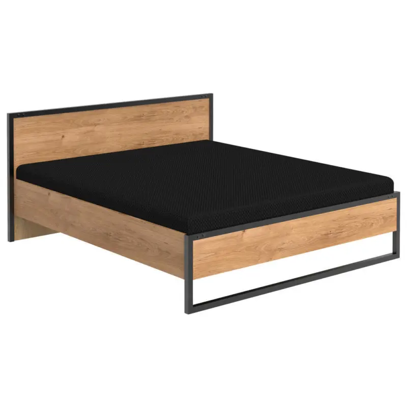 Bett 160/200 cm in Graphitfarben, Eichefarben