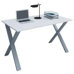 Schreibtisch 140/80/76 cm Silberfarben, Wei&szlig; in verschiedenen Holz-Dekoren erh&auml;ltlich
