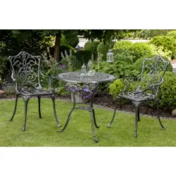 Gartentisch 70/70/68 cm Metall Graphitfarben rund