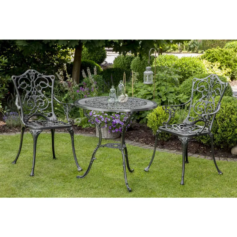 Gartentisch 70/70/68 cm Metall Graphitfarben rund