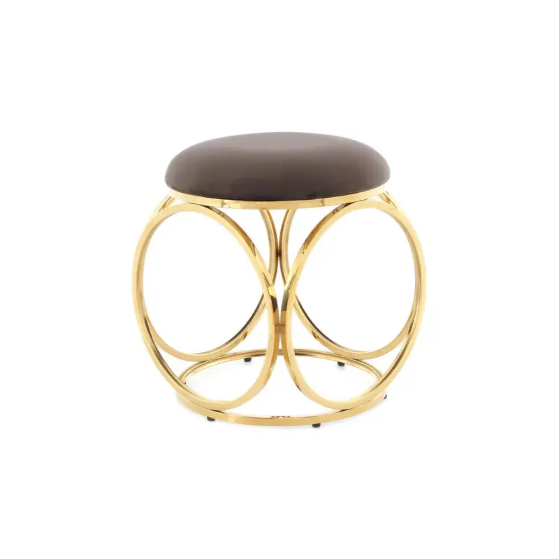 Hocker in Metall, Textil Taupe, Goldfarben
