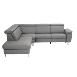 Ecksofa in Echtleder Dunkelgrau 239/271 cm