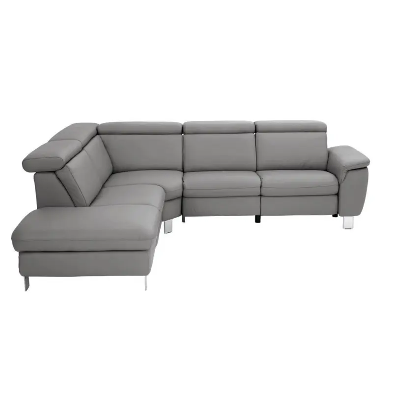 Ecksofa in Echtleder Dunkelgrau 239/271 cm