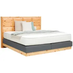 Boxspringbett 160/200 cm in Zirbelkieferfarben, Dunkelgrau