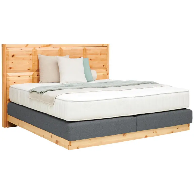 Boxspringbett 160/200 cm in Zirbelkieferfarben, Dunkelgrau