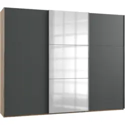 Schwebet&uuml;renschrank in Graphitfarben, Eichefarben