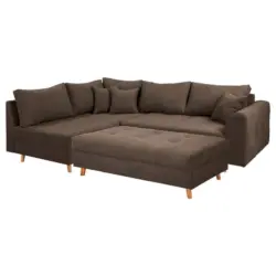 Ecksofa inkl. Hocker Ariella in Mikrofaser Schlammfarben 161/231 cm