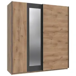 Schwebet&uuml;renschrank in Graphitfarben, Plankeneiche