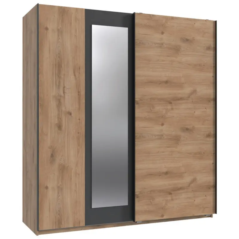 Schwebet&uuml;renschrank in Graphitfarben, Plankeneiche
