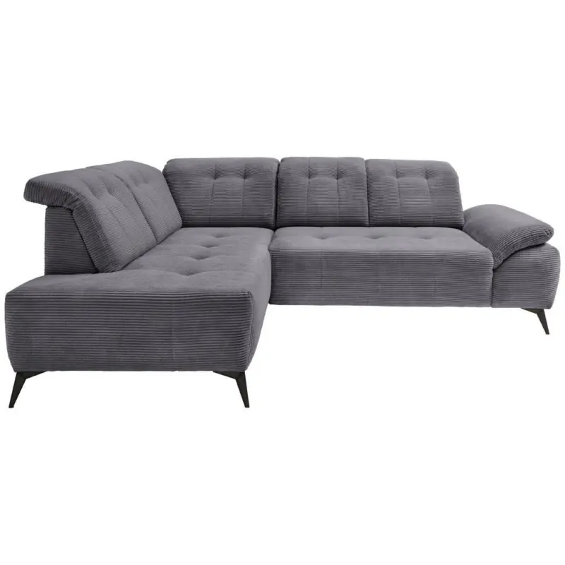 Ecksofa in Cord Grau 200/272 cm