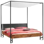 XXXLutz Lauterach - Ihr M&ouml;belhaus bei Bregenz Himmelbett 140/200 cm in Anthrazit, Braun, Akaziefarben