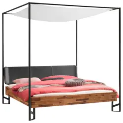 Himmelbett 140/200 cm in Anthrazit, Braun, Akaziefarben