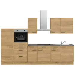K&uuml;chenleerblock 330 cm in Eichefarben, Schieferfarben