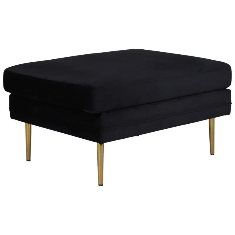Hocker in Metall, Textil Schwarz, Goldfarben