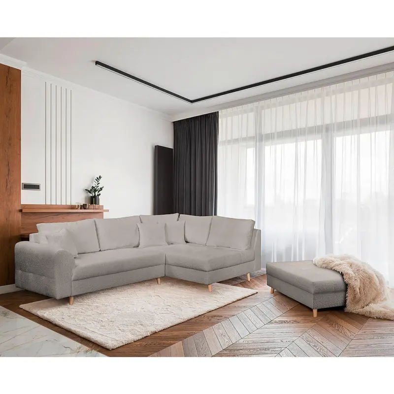 Ecksofa inkl. Hocker Ariella in Boucl&eacute; Grau 231/161 cm