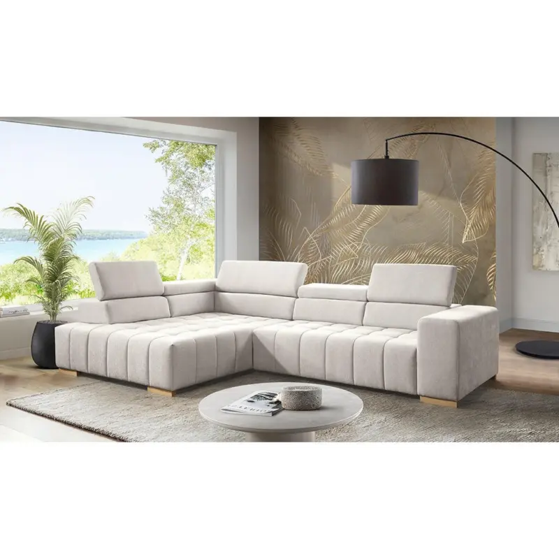 Ecksofa Elias in Chenille Creme 201/307 cm