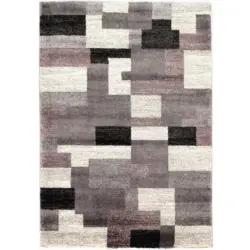 Webteppich 65/130 cm Astor Grid Grau, Flieder