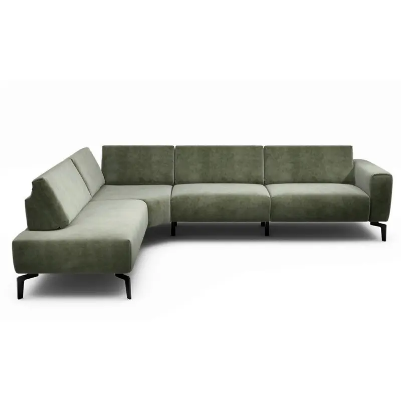 Ecksofa Cosy in Samt Waldgr&uuml;n 213/296 cm