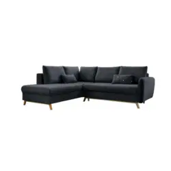 Ecksofa in Chenille Dunkelgrau 202/242 cm