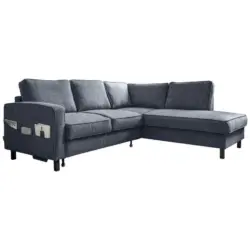 Ecksofa in Struktur Dunkelblau 233/198 cm