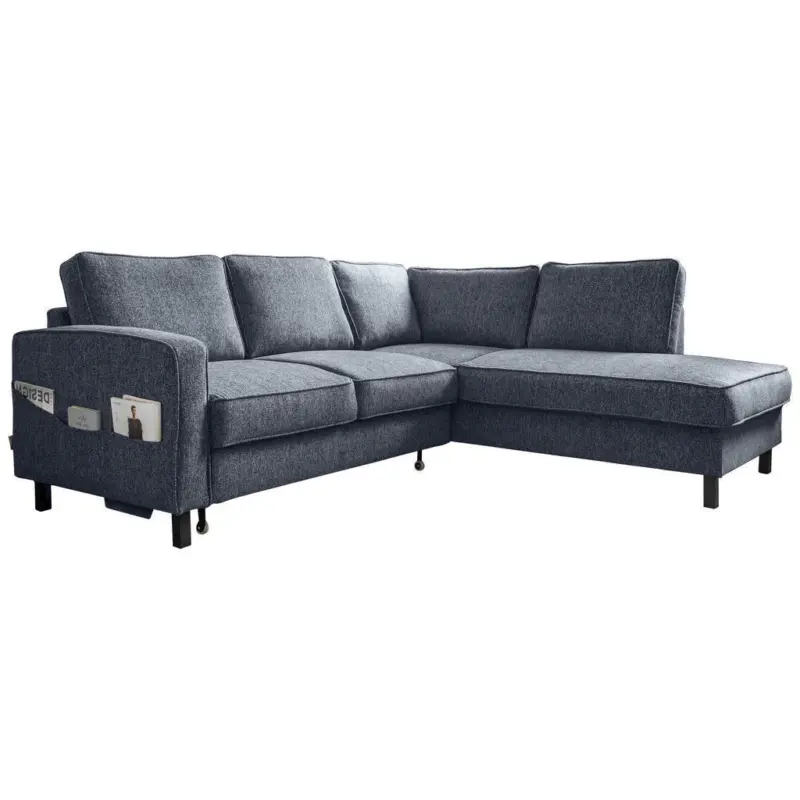 Ecksofa in Struktur Dunkelblau 233/198 cm