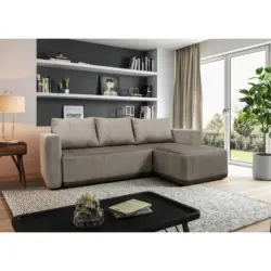 Ecksofa Stella in Pl&uuml;sch Taupe 234/166 cm