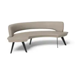 Sitzbank in Metall, Leder Taupe