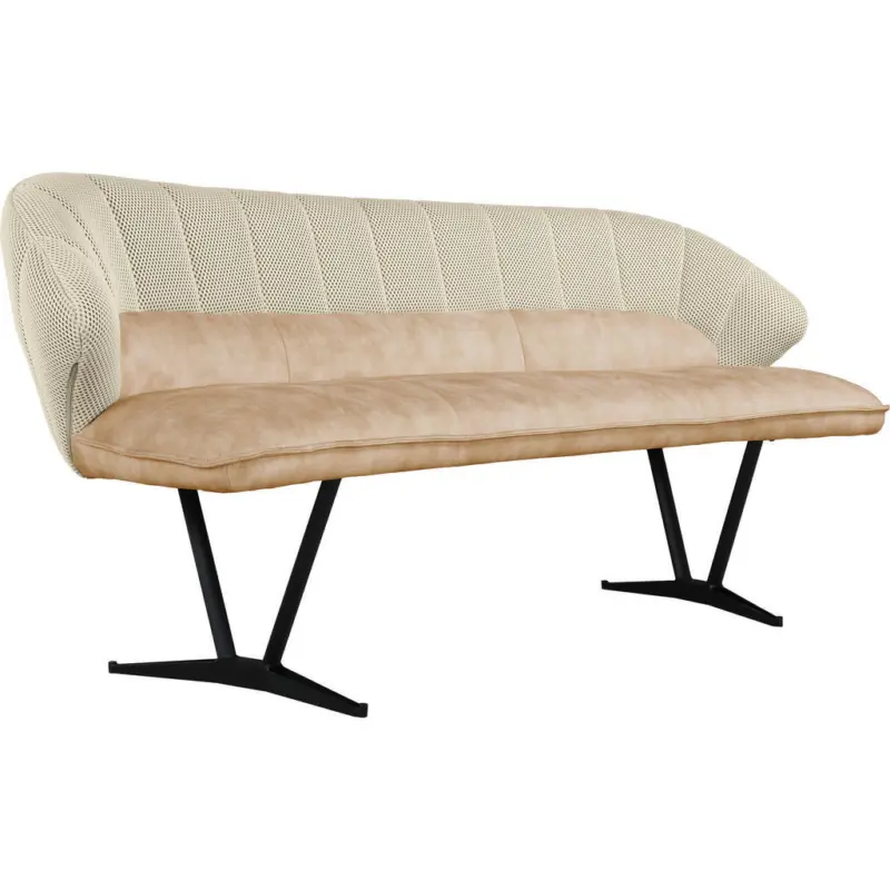 Sitzbank in Metall, Textil Beige