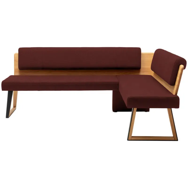 Eckbank 195/155 cm in Rot, Wildeiche