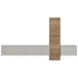 Wohnwand in Grau, Eichefarben 282/160/37 cm