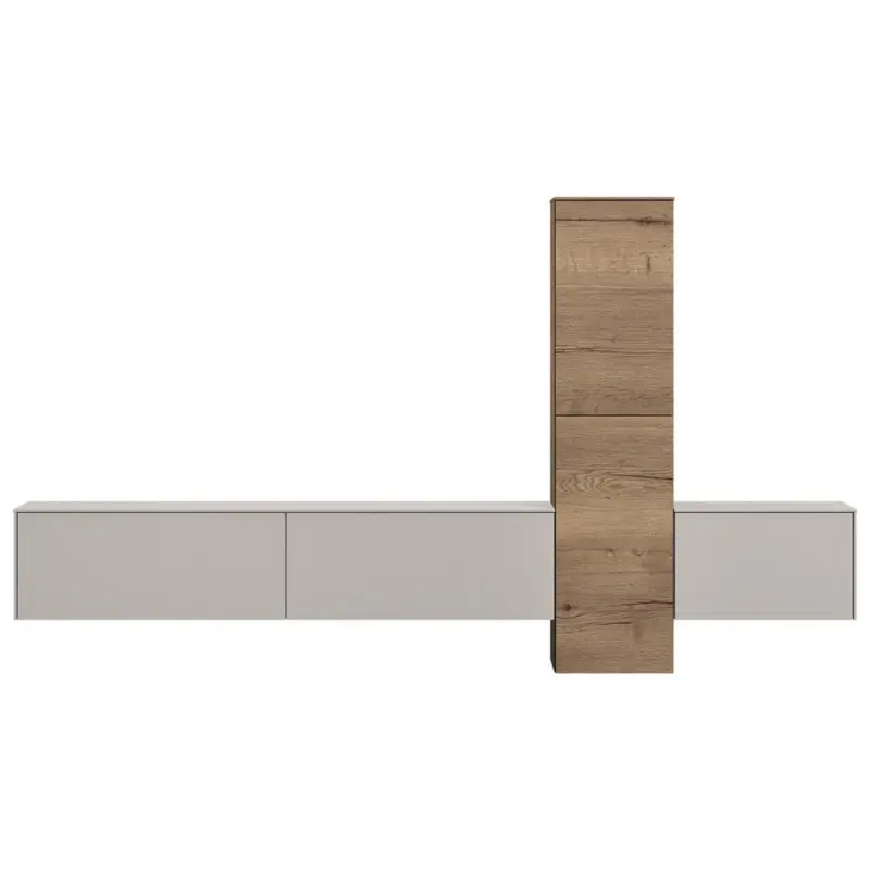 Wohnwand in Grau, Eichefarben 282/160/37 cm