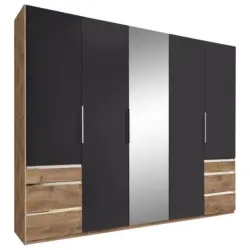 Dreht&uuml;renschrank in Graphitfarben, Eichefarben