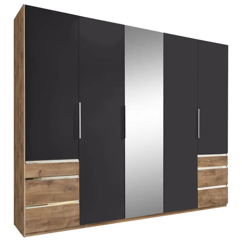 Dreht&uuml;renschrank in Graphitfarben, Eichefarben