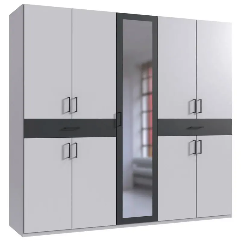 Dreht&uuml;renschrank in Graphitfarben, Wei&szlig;