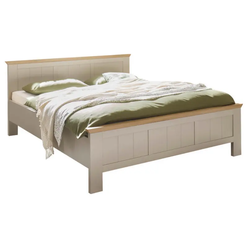Bett 180/200 cm in Champagner, Eiche Artisan
