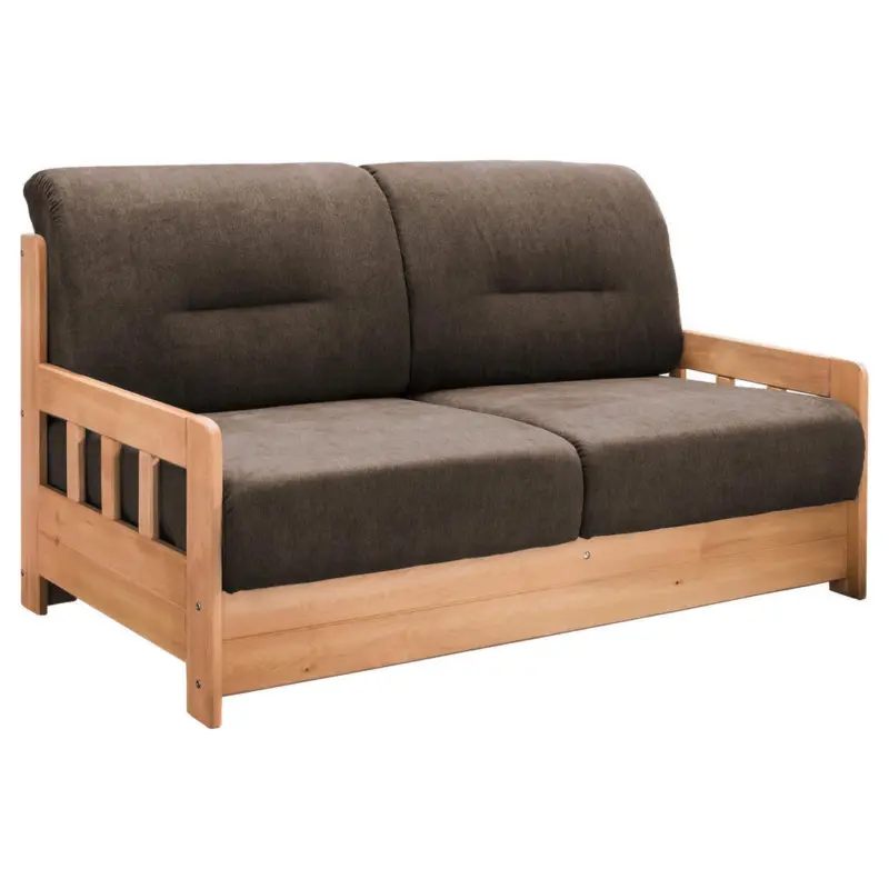 Schlafsofa in Mikrofaser Honig, Dunkelbraun