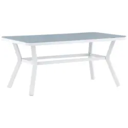 Gartentisch Metall, Glas Grau, Wei&szlig; rechteckig